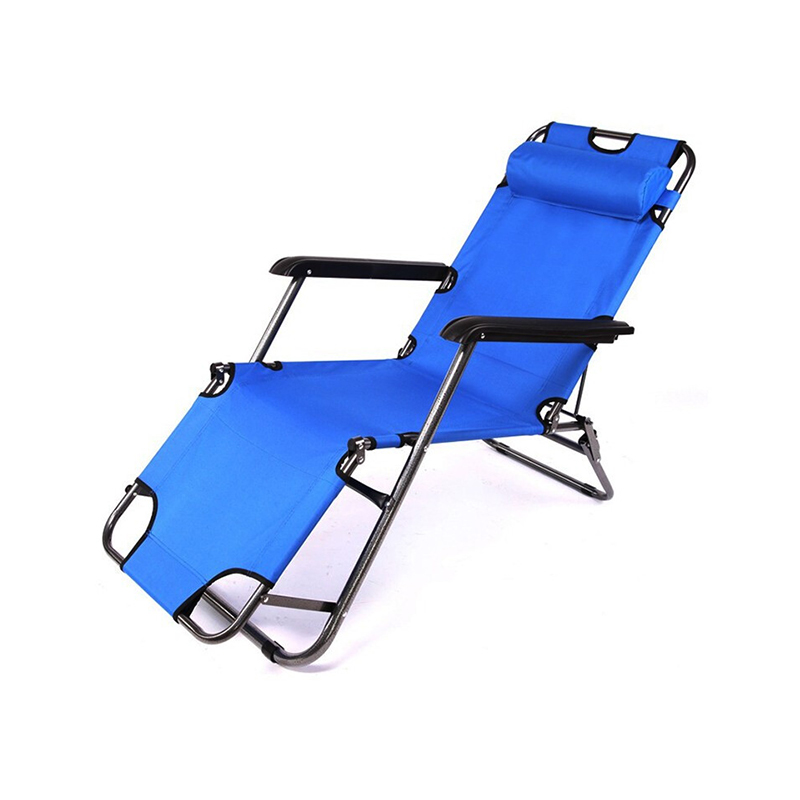 折叠躺椅午休床简易午睡椅沙滩懒人椅 蓝 1张